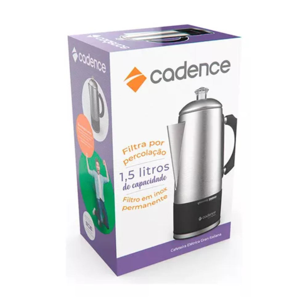 Cafeteira Eletrica Italiana Cadence Caf120 1,5 Litros Inox Cafeteira Eletrica Italiana Cadence Caf120 1,5 Litros Inox